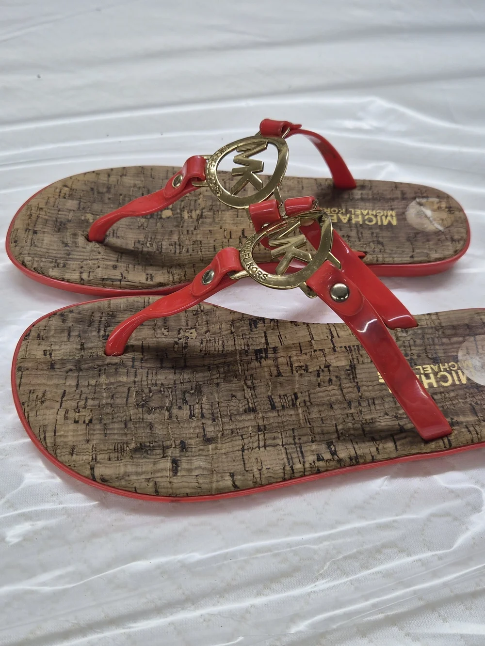 Michael Kors Red Logo Thong Sandals